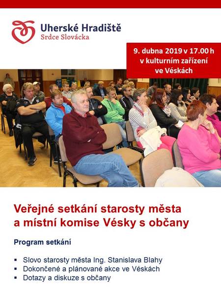 Plakát na setkání starosty města s občany městské části Vésky