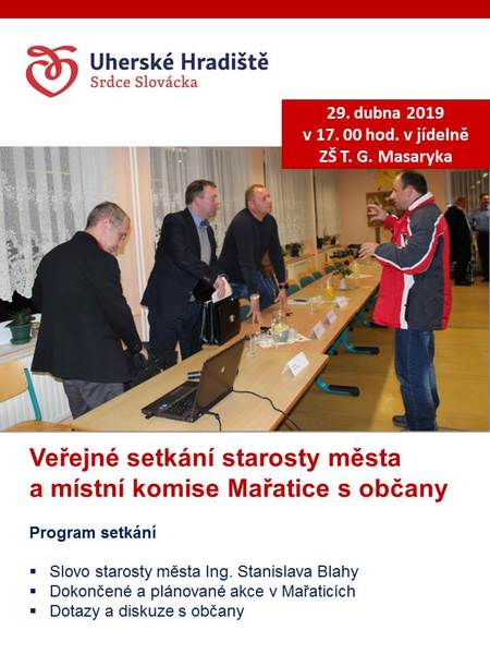 Plakát na setkání starosty města s občany městské části Mařatice