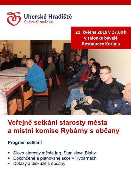 Plakát na setkání starosty s občany Rybáren