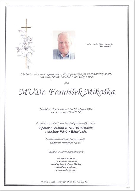 Smuteční oznámení - František Mikoška