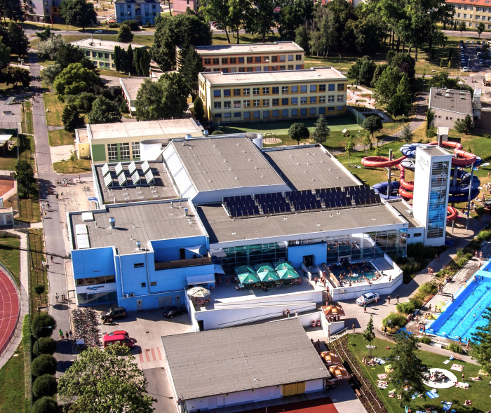 Pohled na Aquapark v Uherském Hradišti
