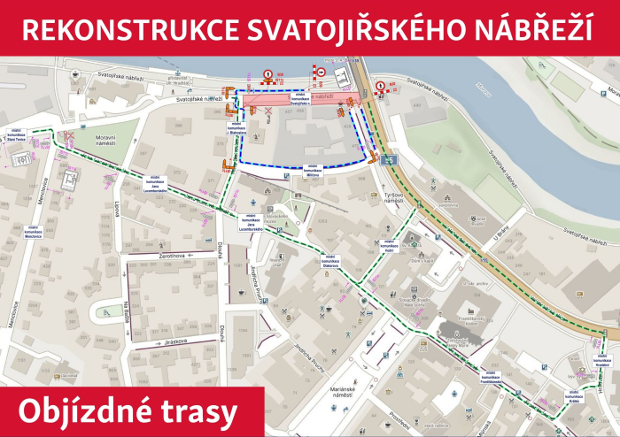 Začnou stavební práce na Svatojiřském nábřeží. Nejvíce se dotknou řidičů