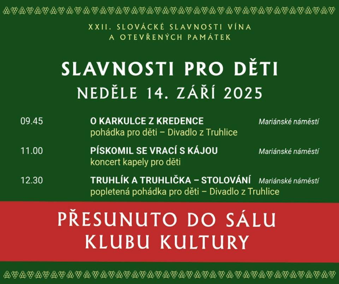 Slovácké slavnosti vína a otevřených památek - změny v nedělním programu