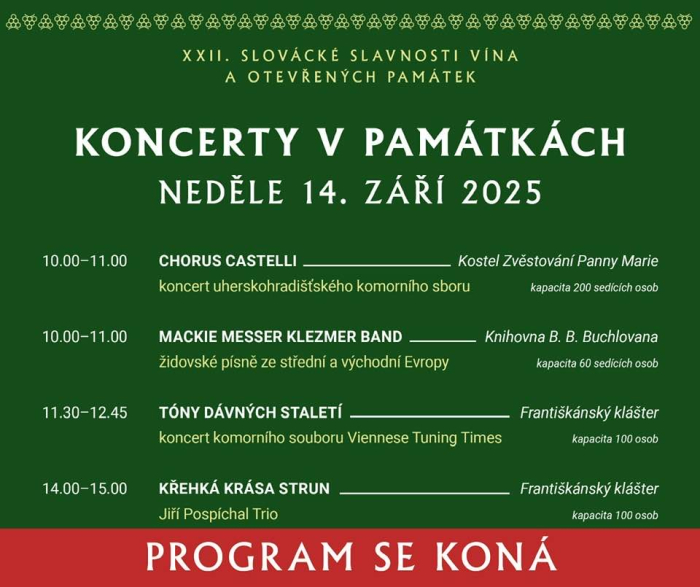Slovácké slavnosti vína a otevřených památek - změny v nedělním programu